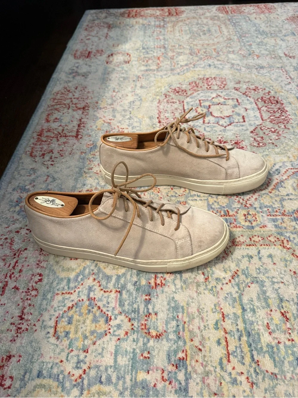 Sid Mashburn Men’s Beige Ivoey Suede Lace Up Low Top Sneakers Us Size 9